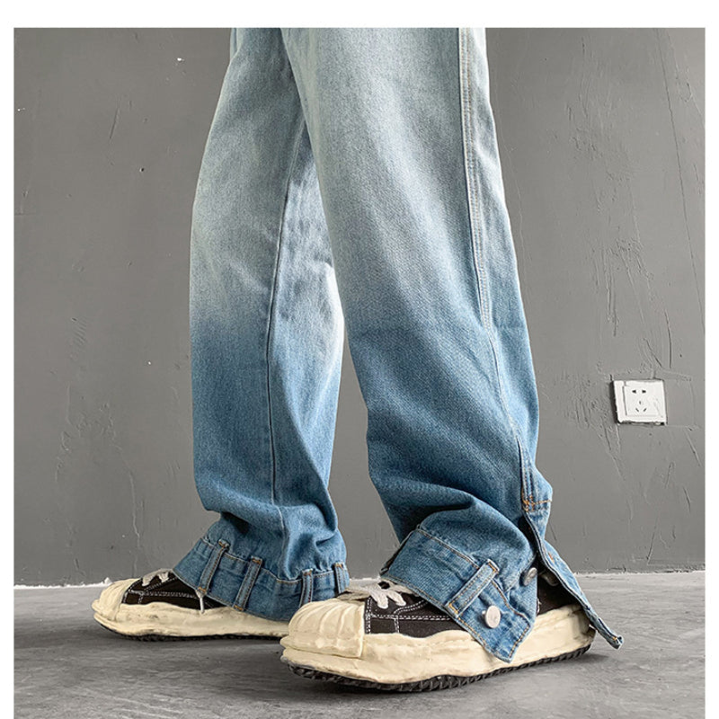 Men Jeans Retro Tie-Dyed Jeans Loose Straight Casual Pants