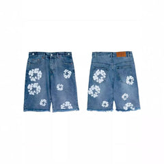 DENIM TEARS shorts denim kapok print summer loose for men and women
