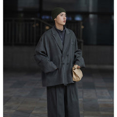 Unisex Jacket Vintage Leisure Suit Corduroy Workwear Jacket Men's Loose Spring and Autumn Coat