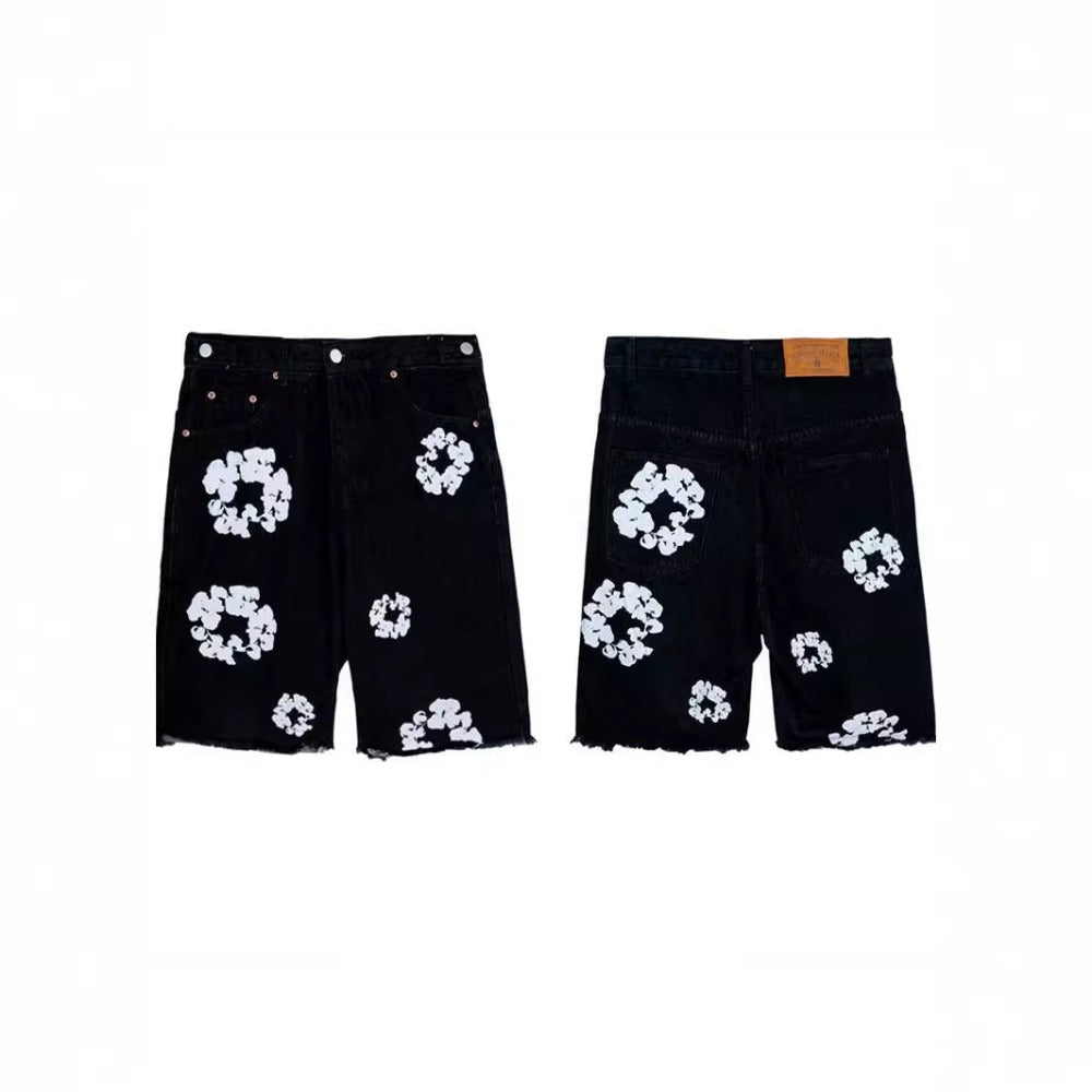 DENIM TEARS shorts denim kapok print summer loose for men and women