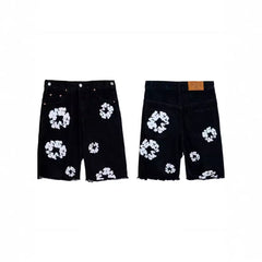 DENIM TEARS shorts denim kapok print summer loose for men and women