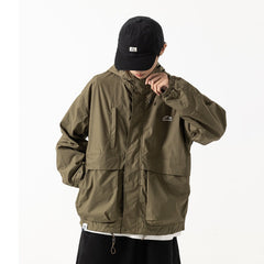 Unisex Jacket Vintage Coat Hooded Hooded Jacket Shell Jacket