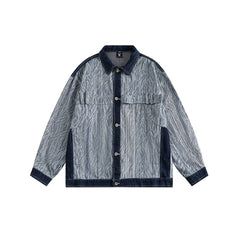 Unisex Jacket Retro Washed Denim Clothes Jacket Men's and Women's Loose Stitching Cardigan Jacket