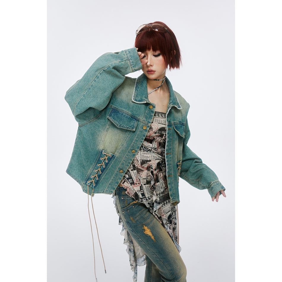 Unisex Jacket Retro Washed Denim Jacket Coat