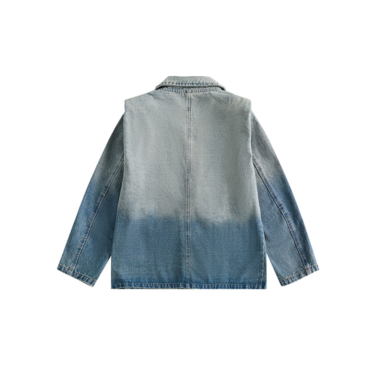 Unisex Jacket Washed Gradient Denim Jacket Men's and Women's Lapel Denim Coat