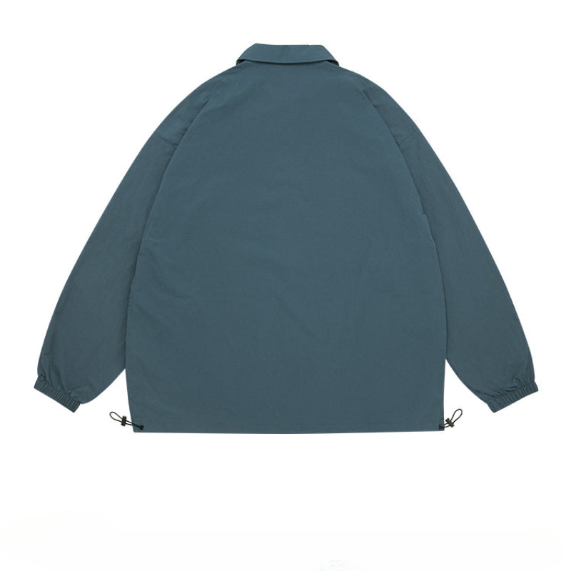 Unisex Jacket Retro Pullover Sports Jacket Loose Outdoor Polo Collar Top