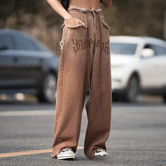 Men Jeans Vintage Jeans Summer Loose Straight-Leg Wide-Leg Pants