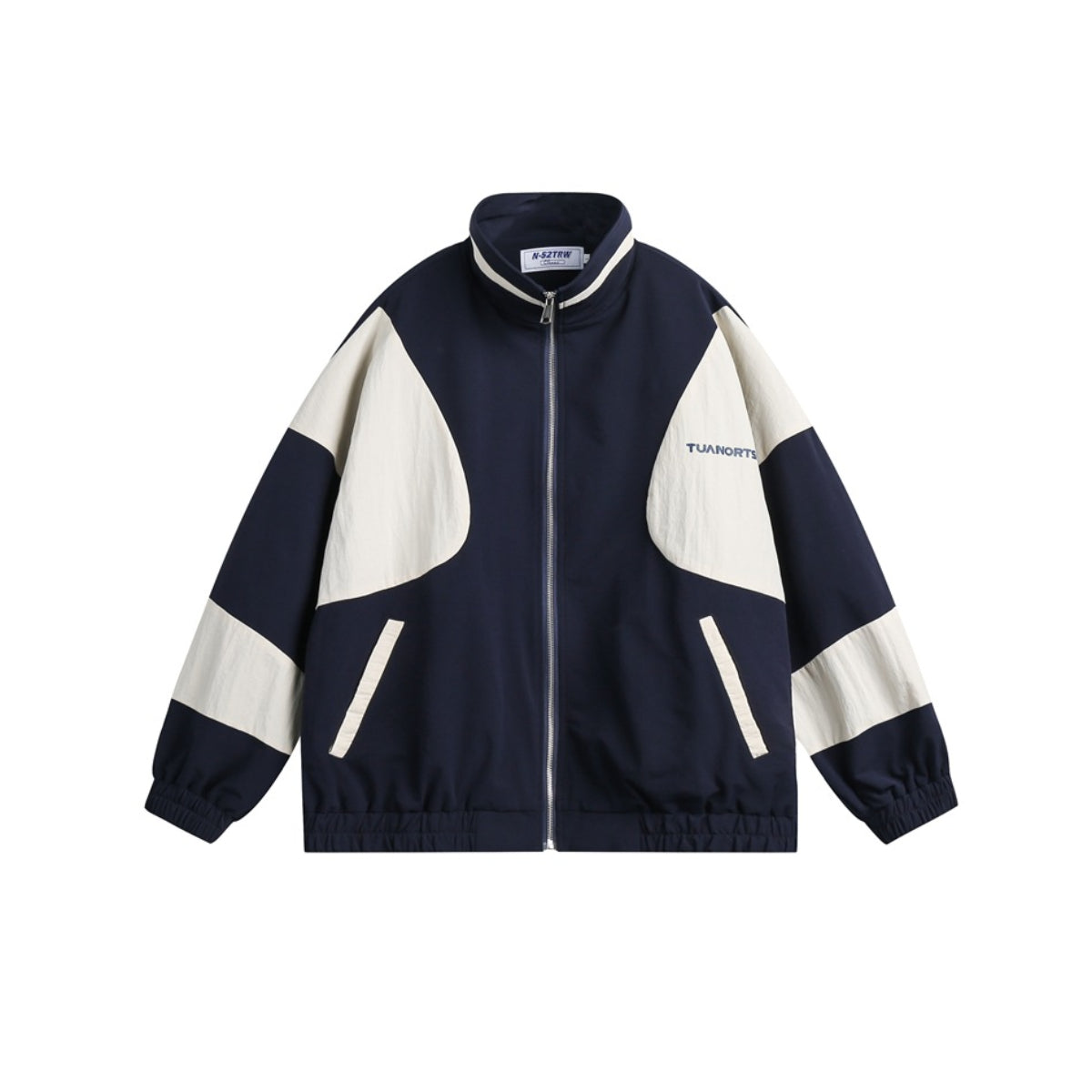 Unisex Jacket Vintage Colorblock Hood Coat Loose Sports Top