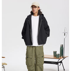 Unisex Jacket Relaxed-Fit Hoodie Top Coat Cotton Sweater Jacket