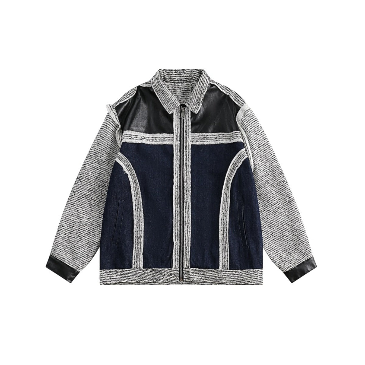 Unisex Jacket Western Denim Style Coat Retro Patchwork Denim Clothes Jacket Men's and Women's Loose Cardigan