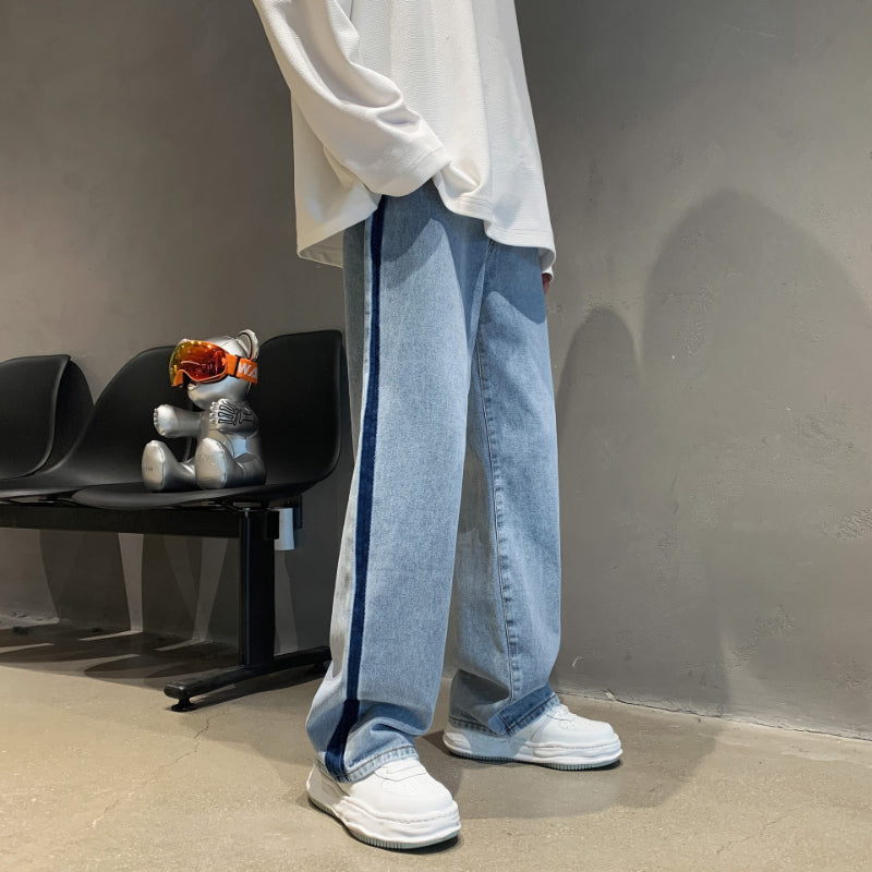Men Jeans Vintage Jeans Men Autumn and Winter Loose Wide-Leg Straight Trousers