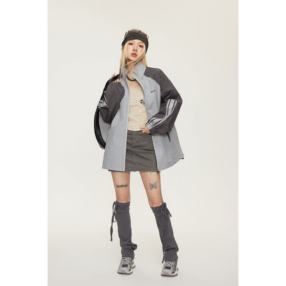Unisex Jacket Spring and Autumn Vintage Coat Men's and Women's Tops Stand Collar Multicolor Jacket