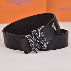 Amiri Belt Black checkered pattern Golden deer logo
