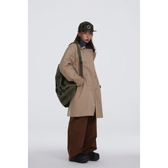 Unisex Jacket Retro Workwear Mid-Length Loose Fall Winter Coat