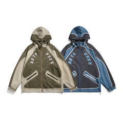 Unisex Jacket Retro Patchwork Contrast Color Sports Jacket