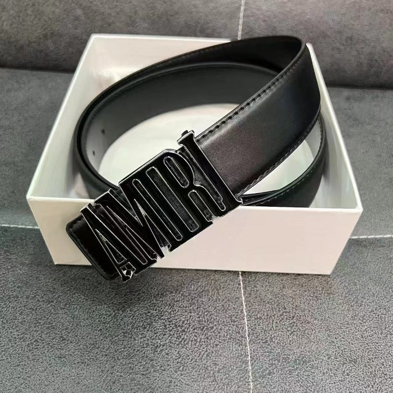 Amiri Belt Men's Belt Business Smooth Buckle Plain Weave