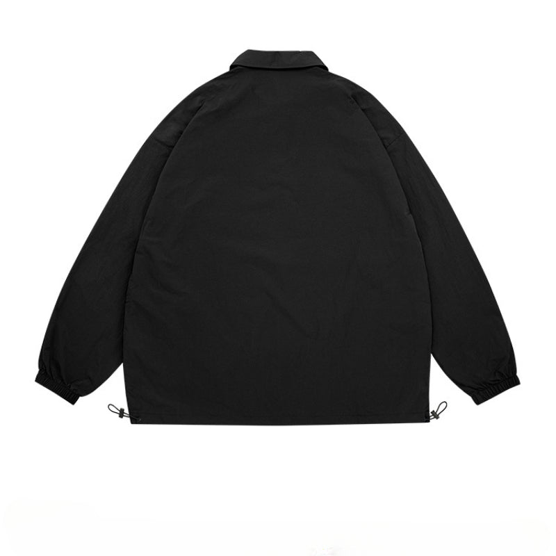 Unisex Jacket Retro Pullover Sports Jacket Loose Outdoor Polo Collar Top