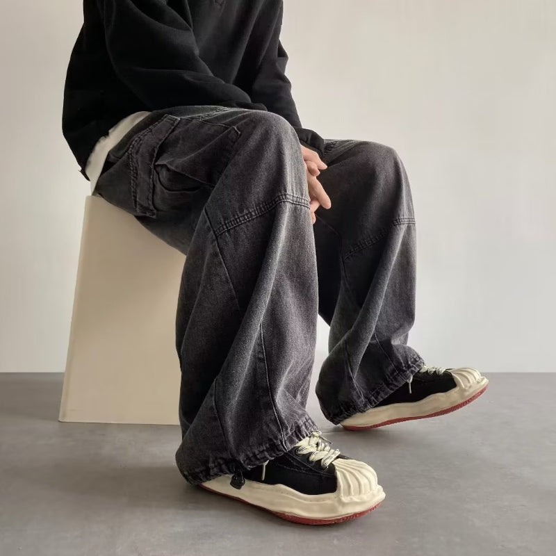 Men Jeans Cargo Jeans Men's Summer Washed Old Men's Casual Pants