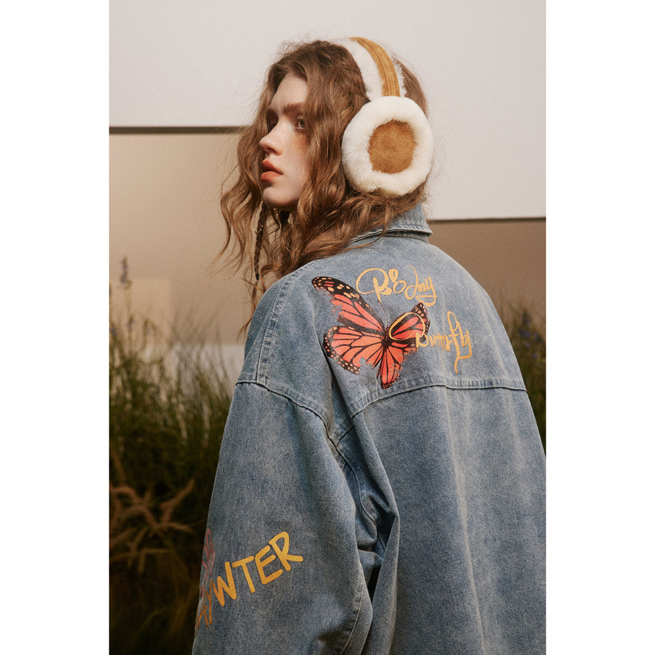 Unisex Jacket Retro Washed Denim Jacket Men and Women Couple Spring and Autumn Coat