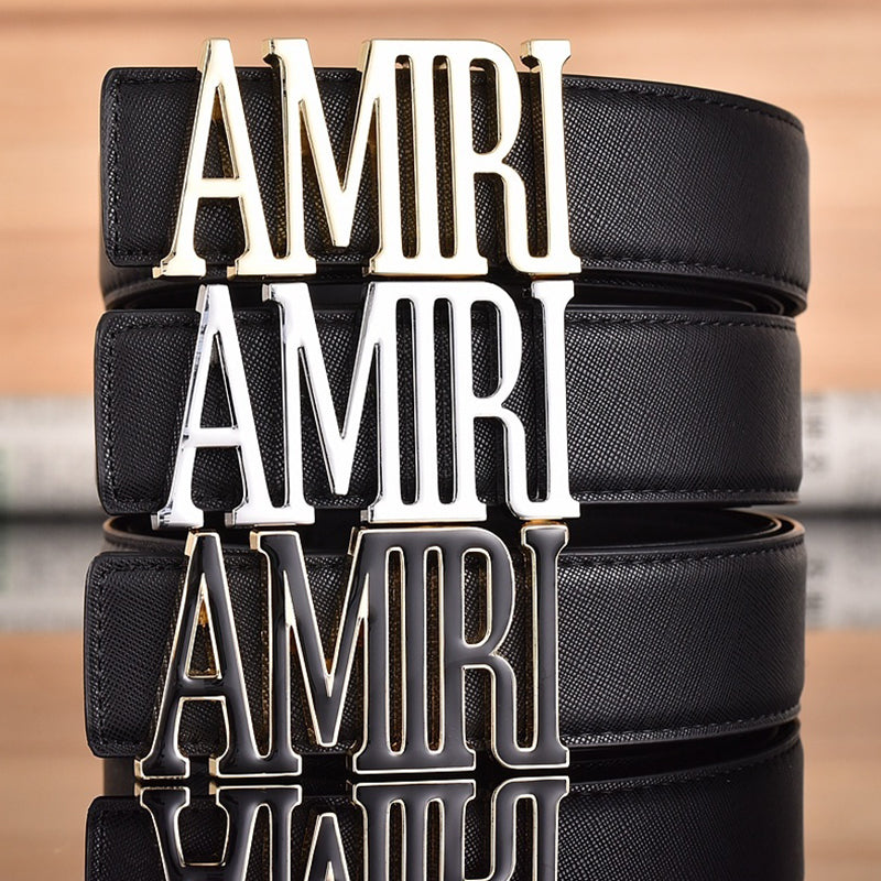 Amiri Belt Black linen leather texture