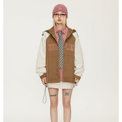 Unisex Jacket Retro Autumn Coat Loose Casual Hooded Jacket