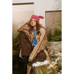 Unisex Jacket Autumn Retro Patchwork Jacket Men's and Women's Stand Collar Coat
