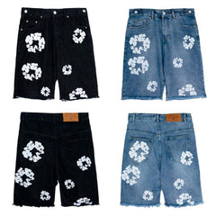 DENIM TEARS shorts denim kapok print summer loose for men and women