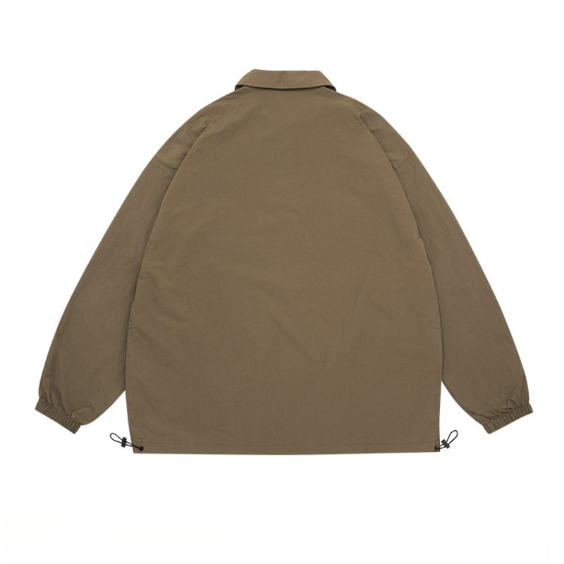 Unisex Jacket Retro Pullover Sports Jacket Loose Outdoor Polo Collar Top