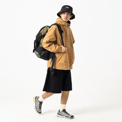 Unisex Jacket Vintage Color Matching Hooded Hooded Jacket Men's Jacket Coat