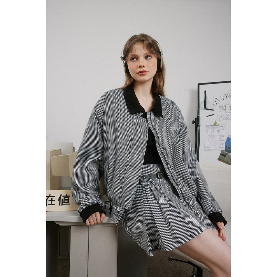 Unisex Jacket Vintage Jacket Women's Loose Houndstooth Jacket