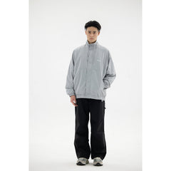 Unisex Jacket Simple Loose Retro Stand Collar Jacket Men's Coat
