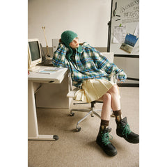 Unisex Jacket Vintage Casual Jacket Men's and Women's Hoodie Plaid Coat