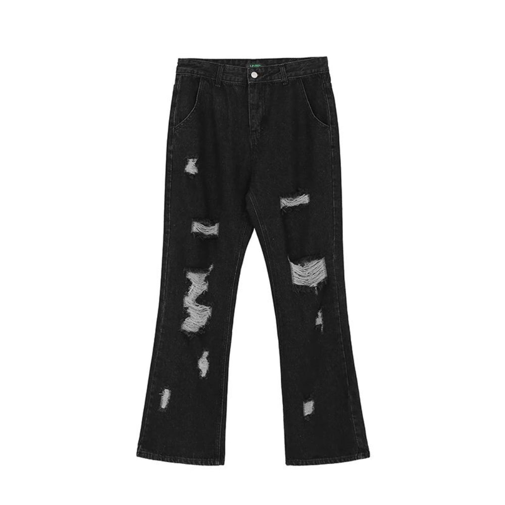 Men Jeans Embroidered Jeans Hip Hop Ripped Loose Trousers