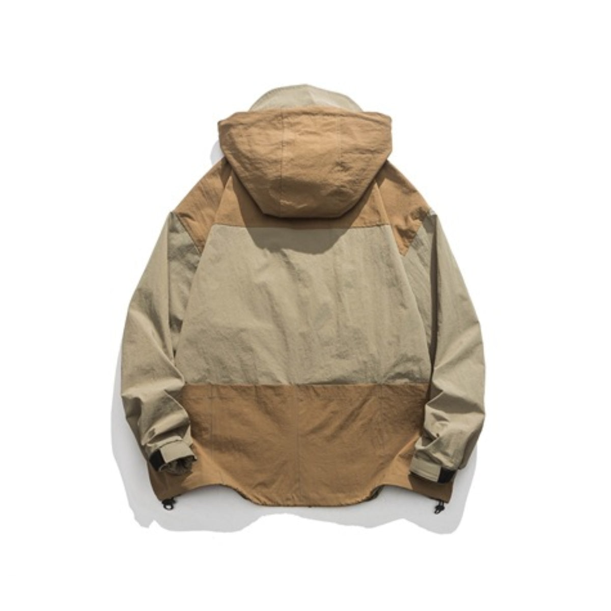Unisex Jacket Retro Style Colorblock Hood Jacket Coat Loose Shell Jacket
