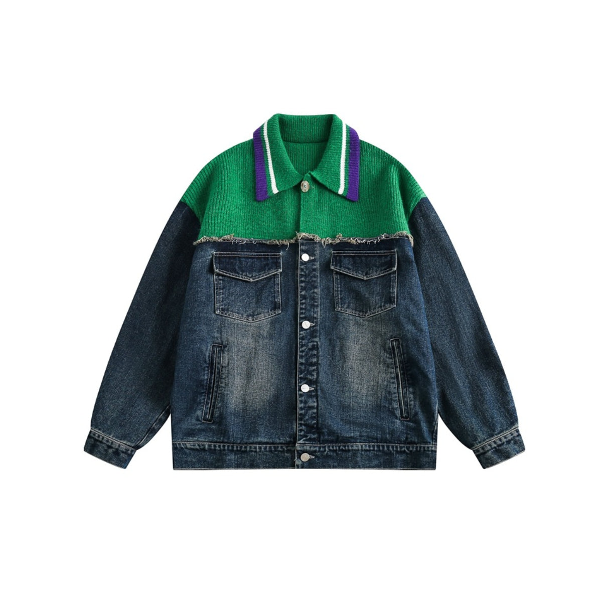 Unisex Jacket Lapel Denim Jacket