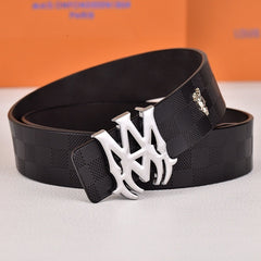Amiri Belt Black checkered pattern Golden deer logo