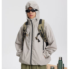 Unisex Jacket Shell Jacket Waterproof Hooded Jacket Men and Women Couple Sports Jacket