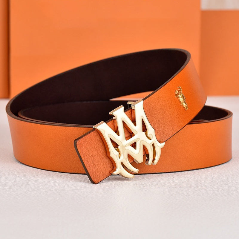 Amiri Belt Orange tabby Golden deer logo