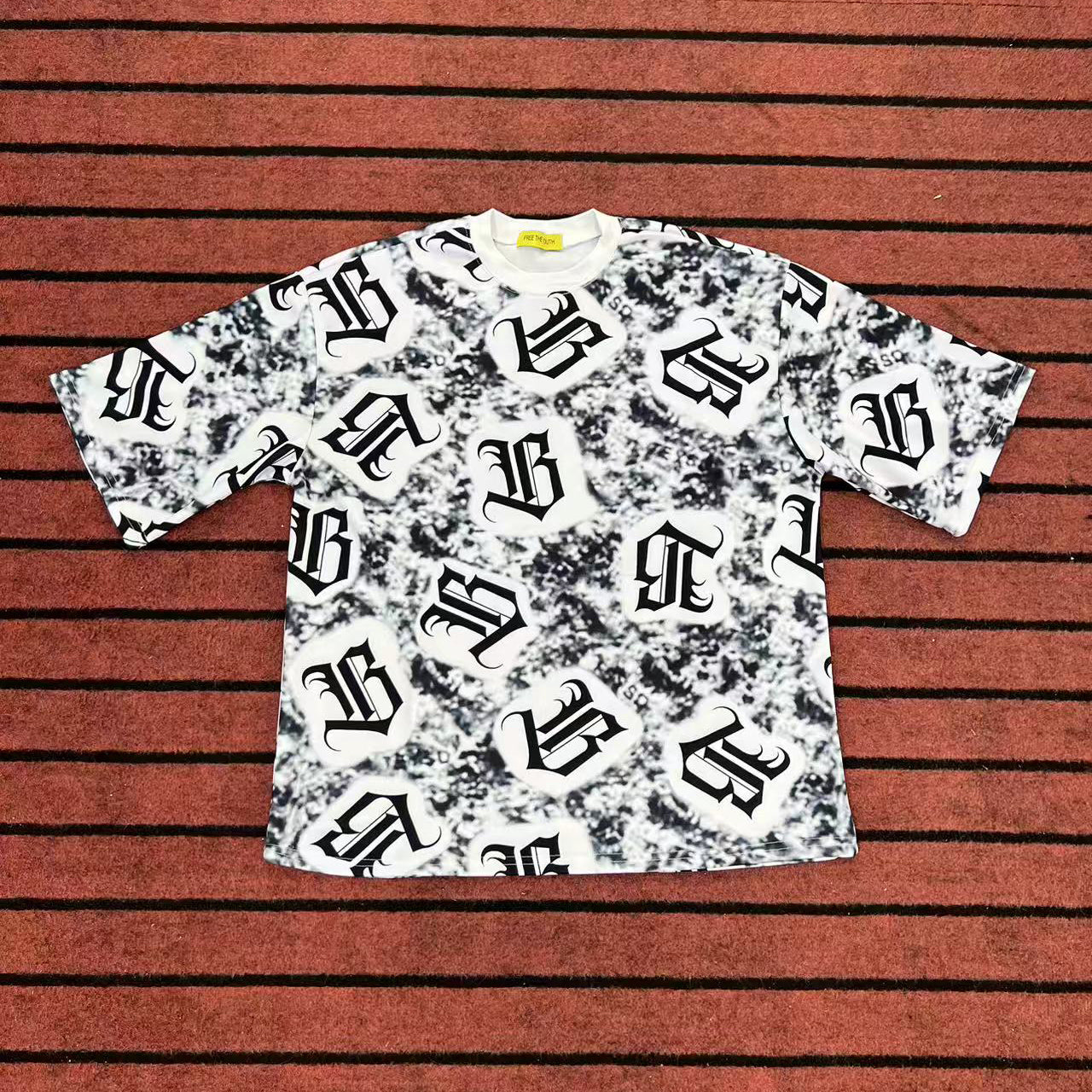 Street T Shirts Washed Old Oversize Hip Hop Skateboard Anime Print Short Sleeve