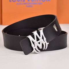 Amiri Belt Black cross pattern Golden deer logo