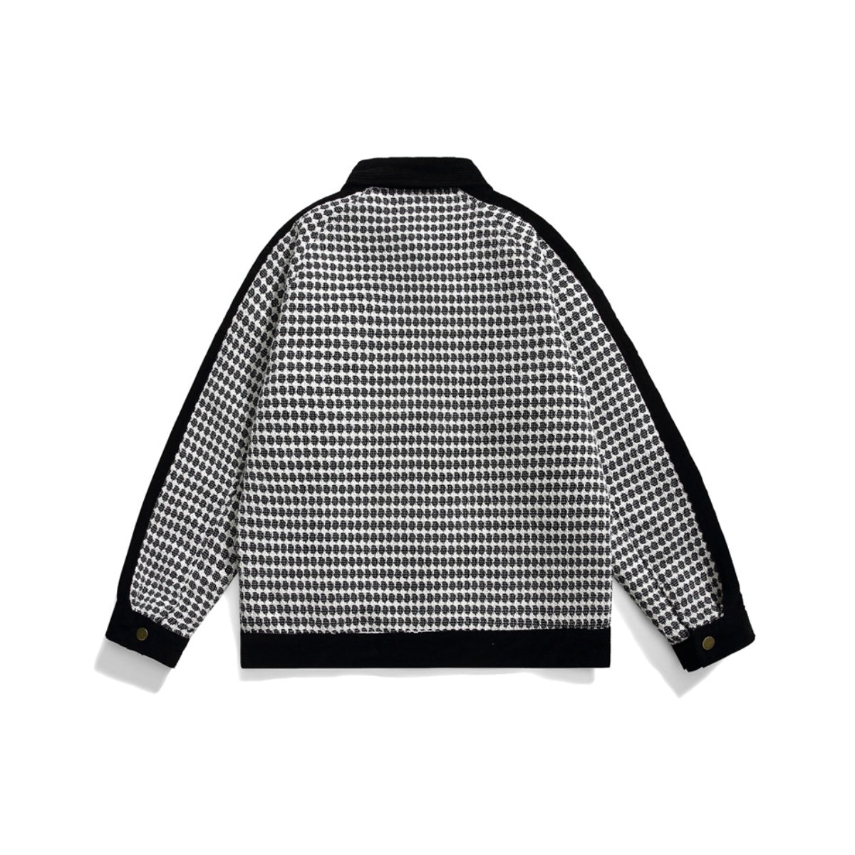 Unisex Jacket Retro Patchwork Polo Collar Jacket Loose Couple Coat
