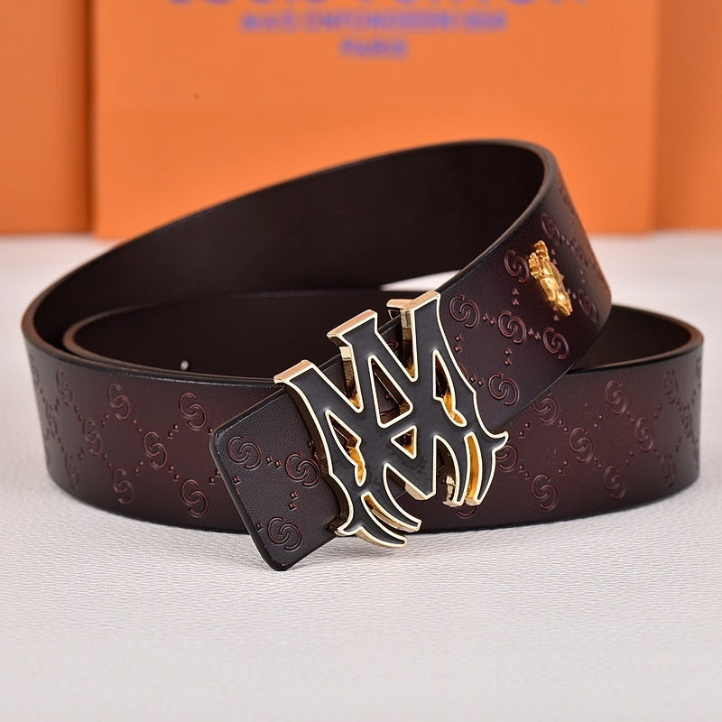 Amiri Belt dark brown CC texture Golden deer logo