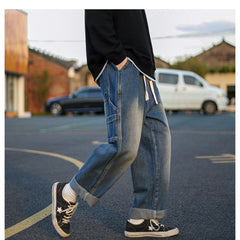 Men Jeans Washed Cargo Pants
