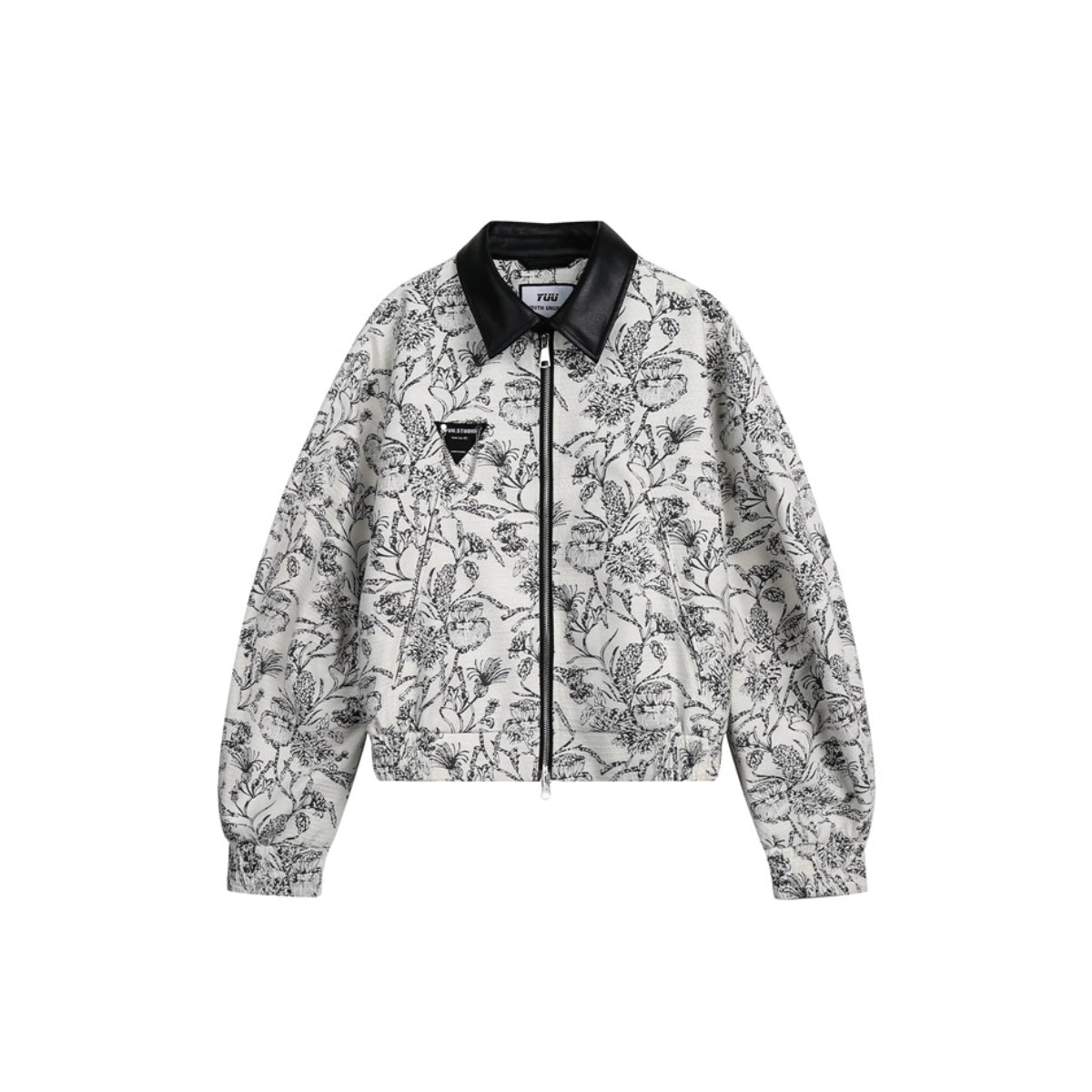 Unisex Jacket Vintage Floral Polo Collar Jacket Baggy Coat