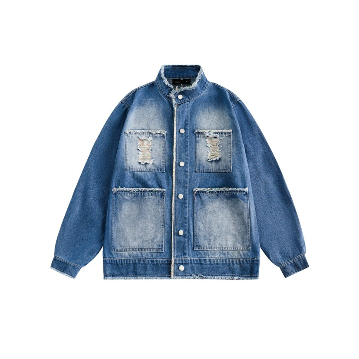 Unisex Jacket Spring and Autumn Retro Washed Burr Polo Collar Jacket