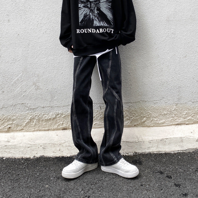 Men Jeans Vintage Jeans Straight Loose Pants