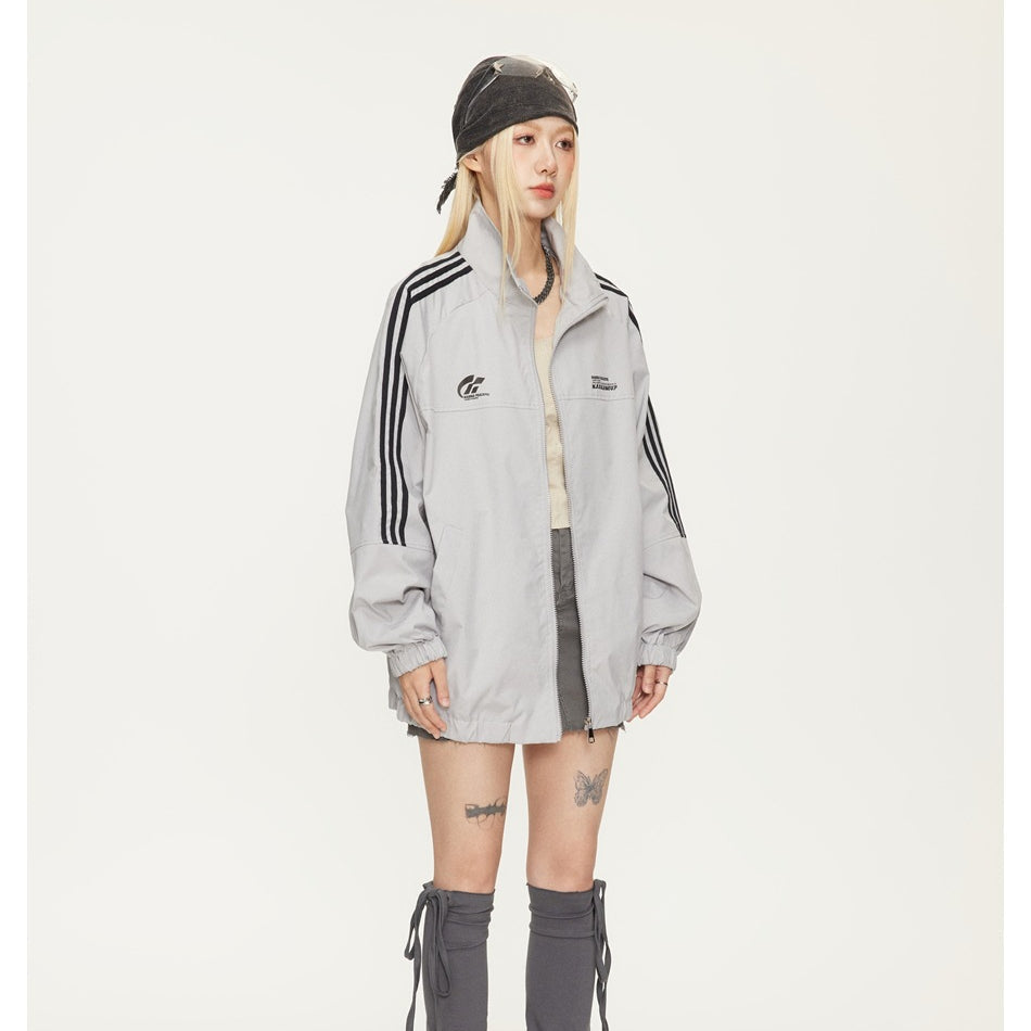 Unisex Jacket Vintage Cardigan Stand Collar Sports Jacket