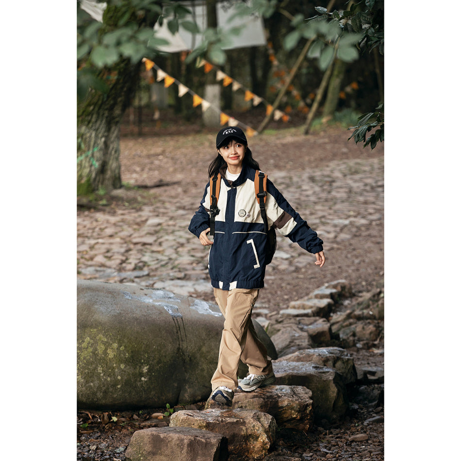 Unisex Jacket Stand Collar Coat for Male and Female Students Loose Jacket