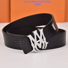 Amiri Belt Black crocodile pattern Golden deer logo