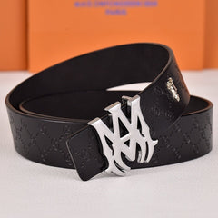 Amiri Belt Black CC pattern Golden deer logo